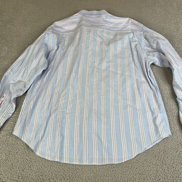 Tommy Bahama Shirt Mens 3XL Blue Pink Striped Button Flip Cuff Cotton Golf - Picture 8 of 14